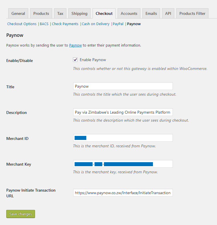 Paynow for WooCommerce Settings